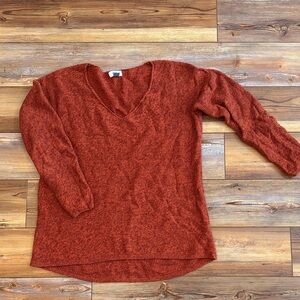 Old Navy Burnt Orange V Neck Knit Pullover - 100% Cotton - Size L